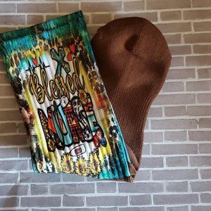 Women's Brown Western Blessed Nurse Custom Hand Pressed Athletic Cotton Socks